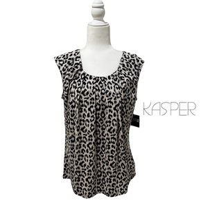 Kasper Leopard Print Sleeveless Blouse Size Large NWT